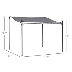 Outsunny Durable 10x10 Steel Pergola, Wall-Mounted with Canopy for Patio Perfect for Homeowners, Gray