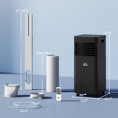HOMCOM 8000 BTU Portable Air Conditioner with Dehumidifier, Cooling Fan, Sleep, Remote, 24H Timer, Auto Off, Black