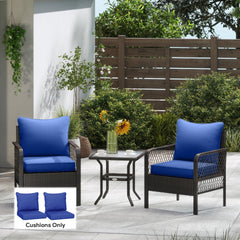 Outsunny Patio Chair Cushions Set of 2 with Seat & Backrest, Fade Resistant Seat Replacement Cushion Set, Navy Blue