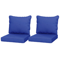 Outsunny Patio Chair Cushions Set of 2 with Seat & Backrest, Fade Resistant Seat Replacement Cushion Set, Navy Blue
