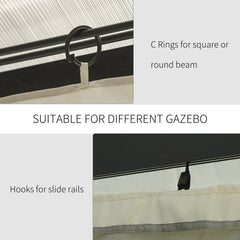 9.84' x 11.8' Gazebo Sidewall Set with Hooks/C-Rings, Beige
