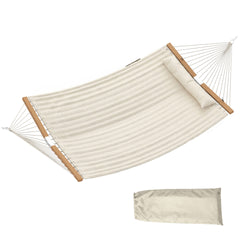 Outsunny Outdoor Hammock 2-Person, with Pillow & Pad, 440 lbs Capacity, Cream White