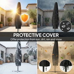 Outsunny 10 ft Offset Patio Umbrella with Cover, Hanging Cantilever Umbrella with 360° Rotation, Crank Handle, Tilt, Navy Blue