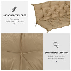 Outsunny 59" x 38" Tufted Bench Cushion for Outdoor Furniture, 3-Seater Replacement for Swing Chair, Patio Sofa/Couch, Khaki