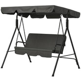 Outsunny 3-Seat Outdoor Patio Swing Chair w/ Cushion, Steel Frame Stand, Adjustable Tilt Canopy for Patio, Garden, Black 2