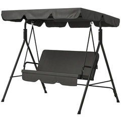 Outsunny 3-Seat Outdoor Patio Swing Chair w/ Cushion, Steel Frame Stand, Adjustable Tilt Canopy for Patio, Garden, Black 2