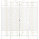 HOMCOM 4 Panel Folding Room Divider Portable Privacy Screen Wave Fiber Room Partition for Home Office White