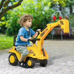 HOMCOM 2 in 1 Ride On Toy Digger Digger Tractor Pulling Cart Pretend Play Construction Truck