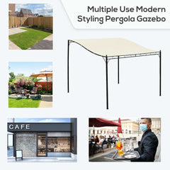 Outsunny 10' x 10' Steel Outdoor Pergola Gazebo, Patio Canopy with Weather-Resistant Fabric and Drainage Holes for Backyard, Deck, Garden, Cream White