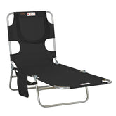 Outsunny Tanning Chair with Face Hole, 5-Level Adjustable Outdoor Chaise Lounge Chair with Pillow for Beach, Pool, Black