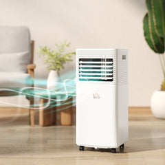 HOMCOM 8000 BTU Mobile Air Conditioner for Cooling and Dehumidifying, Remote Control, 24H Timer, LED Display, White