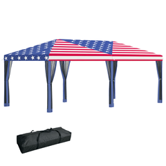 Outsunny 10'x20' Pop Up Party Tent Gazebo Wedding Canopy with 6 Sidewalls, American Flag