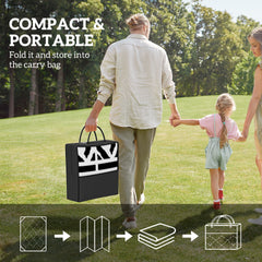 Outsunny Reversible Outdoor Rug, Waterproof Plastic Straw with Carry Bag, 6' x 9', Black & White Geometric Wall