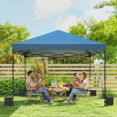 Outsunny 10 x 10 ft Pop Up Canopy Tent with One Push Setup, Outdoor Portable Instant Canopy Shelter w/ Roller Bag, Dark Blue