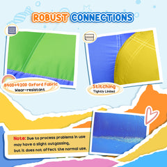 Outsunny 6-in-1 Inflatable Water Slide with Splash Pool, Slide, Climbing Wall, Water Cannon, Inflatable Bounce House for Kids with 2 Min. Inflation and Air Blower