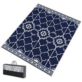Outsunny Reversible Outdoor Rug Carpet with LED Lights, 10' x 8' PP Straw Rug with Carry Bag and Ground Stakes
