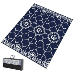 Outsunny Reversible Outdoor Rug Carpet with LED Lights, 10' x 8' PP Straw Rug with Carry Bag and Ground Stakes