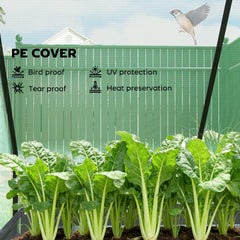 Outsunny 4 x 3 x 3ft Raised Garden Bed with Mini Greenhouse, Galvanized Raised Garden Bed with Cover, Green and Dark Gray