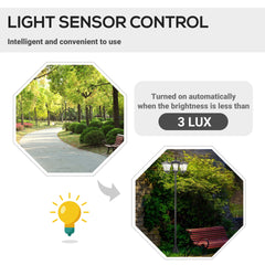 Outsunny Outdoor Lamp Post Lights, Triple Head Solar Powered Lamp, Street Vintage Solar Post Lamp, for Backyard, Garden Pathway, Driveway, 72 Inches