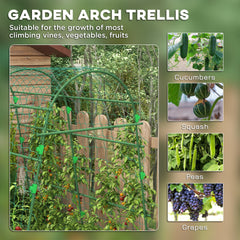 Outsunny Metal Garden Trellis, Arch Trellis for Climbing Plants Outdoor, A-Frame, with Climbing Net, 57" x 66" x 81", Green