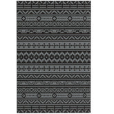 Outsunny Reversible Outdoor Rug, Waterproof Plastic Straw with Carry Bag, 6' x 9', Black & Gray Geometric Wall