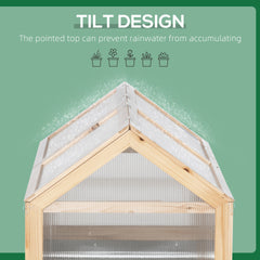 Outsunny 48" x 24" x 32.25" Elevated Planting Beds Garden Wooden Cold Frame Greenhouse Flower Planter Protection Wood