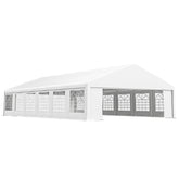 Outsunny 23' x 39' Large Outdoor Carport Canopy Party Tent with Removable Protective Sidewalls & Windows, White