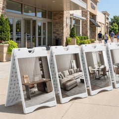 Vinsetto A Frame Sandwich Board Signs Outdoor 22" x 28" Sidewalk Sign with Weighted Tank & Weatherproof Design, White