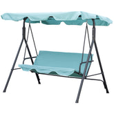 Outsunny 3-Seat Outdoor Patio Swing Chair with Removable Cushion, Steel Frame Stand and Adjustable Tilt Canopy for Patio, Garden, Poolside, Balcony, Backyard, Green