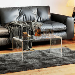 HOMCOM 32" Acrylic Coffee Table, 0.6" Thick Rectangle Waterfall Center Table for Living Room, Modern, No Assembly Required, Clear