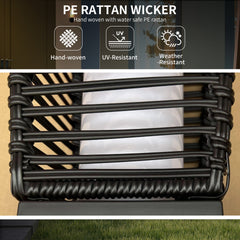 Outsunny Solar Floor Lamp, Outdoor Rattan Garden Lantern Pathway Light & Decorative Driveway Lighting, Black