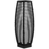 Outsunny Solar Floor Lamp, Outdoor Rattan Garden Lantern Pathway Light & Decorative Driveway Lighting, Black