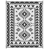 Outsunny Reversible Outdoor Rug, Waterproof Plastic Straw with Carry Bag, 8' x 10', Black & White Rhombus Patchwork