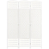 HOMCOM 3 Panel Folding Room Divider Portable Privacy Screen Wave Fiber Room Partition for Home Office White