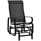 Outsunny Outdoor Patio Sling Fabric Swing Glider Rocker Chair with Smooth Rocking Arms, Black