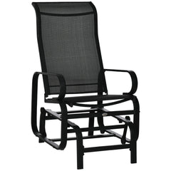 Outsunny Outdoor Patio Sling Fabric Swing Glider Rocker Chair with Smooth Rocking Arms, Black