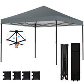 Outsunny 10 x 10 ft Pop Up Canopy Tent with One Push Setup, Outdoor Portable Instant Canopy Shelter w/ Roller Bag, Dark Gray