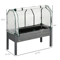 Outsunny Raised Garden Bed with PE Greenhouse Cover Outdoor Planter Box for Herbs and Vegetables, 48 x 22 x 46 inch, Dark Gray