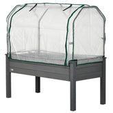 Outsunny Raised Garden Bed with PE Greenhouse Cover Outdoor Planter Box for Herbs and Vegetables, 48 x 22 x 46 inch, Dark Gray