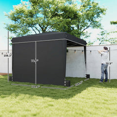 Outsunny 10 x 10 ft Pop Up Canopy Tent with Sidewalls, UPF50+ Outdoor Portable Instant Canopy Shelter with Carry Bag, Black