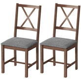 HOMCOM Set of 2 Dining Chairs, Upholstered X-Back Dining Room Chairs with Rubberwood Legs and Padded Seat, Walnut