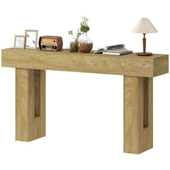 HOMCOM 63 Inch Console Table, Sofa Table Behind the Couch with Thickened Tabletop for Living Room, Hallway, Entrance, Oak