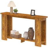 HOMCOM Farmhouse Console Table, 63" Narrow Entryway Table with Thickened Tabletop for Living Room, Hallway, Distressed Brown