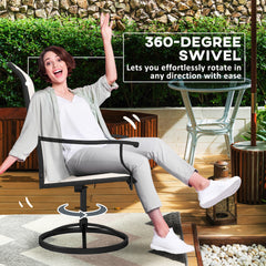 Outsunny Patio Swivel Chairs Set of 2, High Back Patio Dining Chairs with All-Weather Mesh for Backyard, Lawn, Garden, Cream