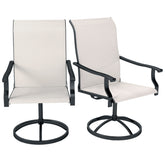 Outsunny Patio Swivel Chairs Set of 2, High Back Patio Dining Chairs with All-Weather Mesh for Backyard, Lawn, Garden, Cream