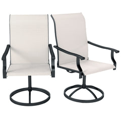 Outsunny Patio Swivel Chairs Set of 2, High Back Patio Dining Chairs with All-Weather Mesh for Backyard, Lawn, Garden, Cream