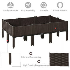 Outsunny 6 Piece Raised Garden Bed with Legs, Planter Box Raised Bed to Grow Flowers, Herbs & Vegetables, Brown