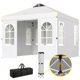 Outsunny 9.6 x 9.6 ft Pop Up Canopy Tent with Sidewalls, One Push Setup, UPF50+ Portable Instant Canopy Shelter, White