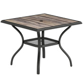 Outsunny 37" Square Outdoor Dining Table for 4, Patio Table with Umbrella Hole, Shelf, Faux Wood Top for Garden, Backyard, Gray