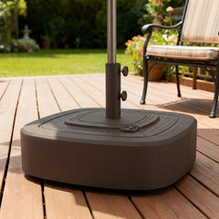Outsunny Patio Umbrella Base Outdoor Umbrella Stand with Wheels for 1.5"/1.9" Umbrella Poles